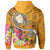 Fiji Custom Zip up Hoodie Turtle Plumeria (Gold) - Polynesian Pride