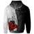 Samoa Polynesian Custom Hoodie Coat of Arm With Hibiscus White - Polynesian Pride