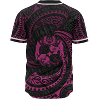 Tonga Polynesian Custom Personalised Baseball Shirt - Pink Tribal Wave - Polynesian Pride