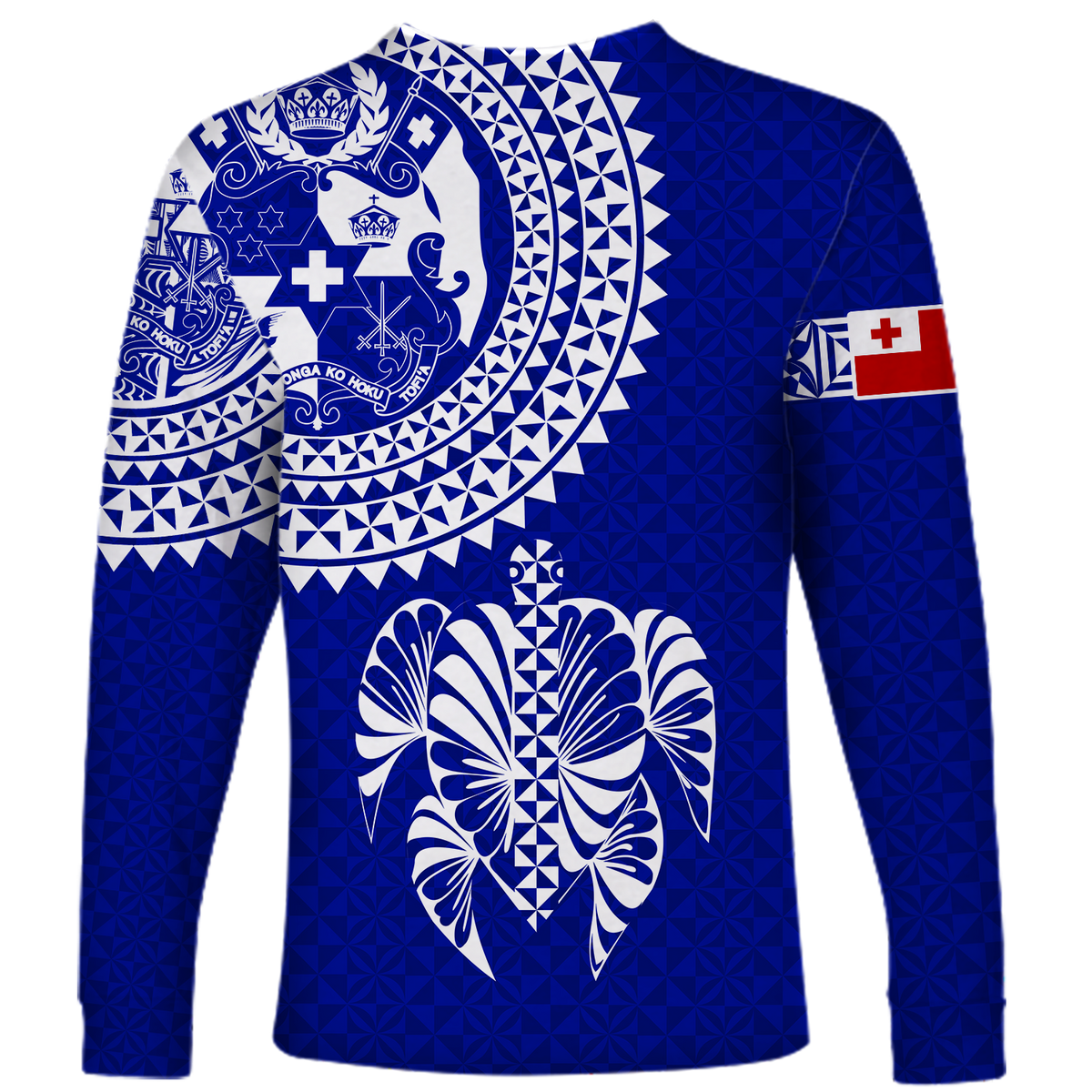 Tonga Long Sleeve Shirt Tongan Blue Turtle - LT12 - Polynesian Pride