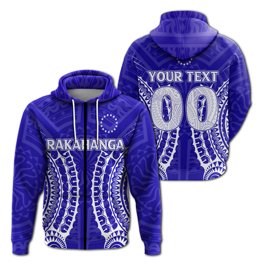 Custom Cook Islands Rakahanga Zip Hoodie Tribal Pattern LT12 Unisex Blue - Polynesian Pride