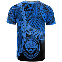 Federated States of Micronesia T Shirt Tribal Wave Tattoo Blue - Polynesian Pride