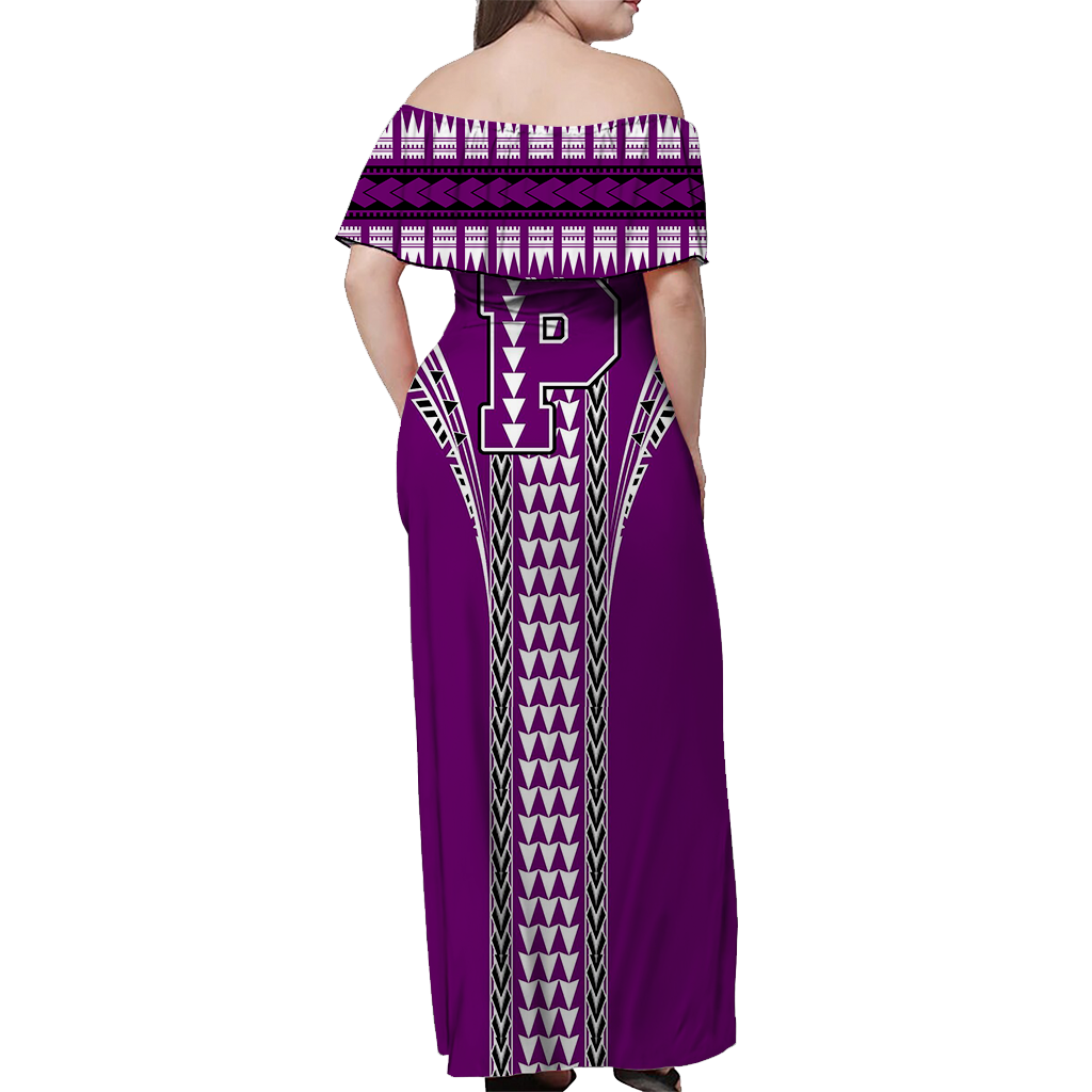 Hawaii Pearl City High School Off Shoulder Long Dress - LT12 - Polynesian Pride