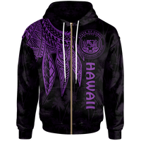 Polynesian Hawaii Zip up Hoodie Polynesian Wings (Purple) Unisex Purple - Polynesian Pride
