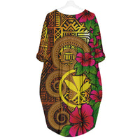 Hawaii Polynesian Custom Personalised Batwing Pocket Dress - Hibiscus Vintage - Polynesian Pride