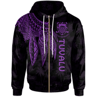 Tuvalu Zip up Hoodie Polynesian Wings (Purple) Unisex Purple - Polynesian Pride