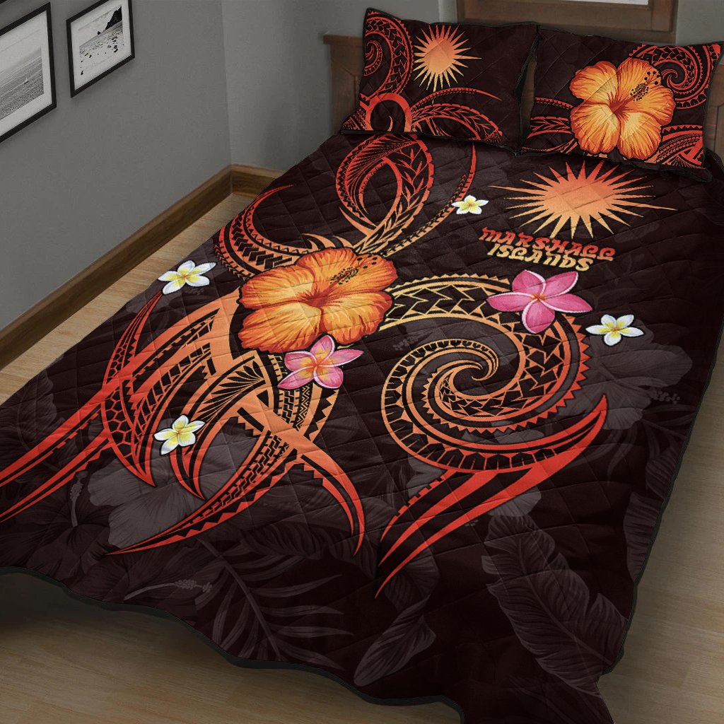 Marshall Islands Polynesian Quilt Bed Set - Legend of Marshall Islands (Red) - Polynesian Pride