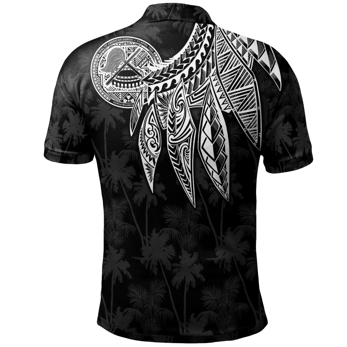 American Samoa Custom Polo Shirt Polynesian Wings (White) - Polynesian Pride