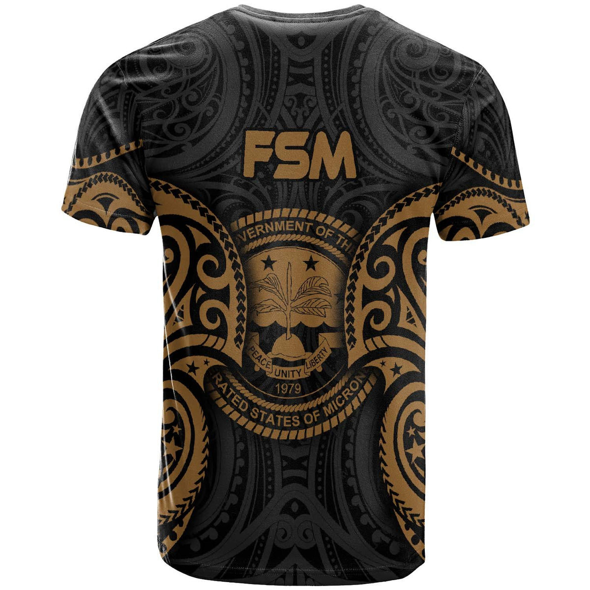 Federated States of Micronesia Custom T Shirt FSM Spirit Gold - Polynesian Pride