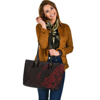 Samoa Leather Tote - Custom Personalised Polynesian Pattern Style Red Color - Polynesian Pride