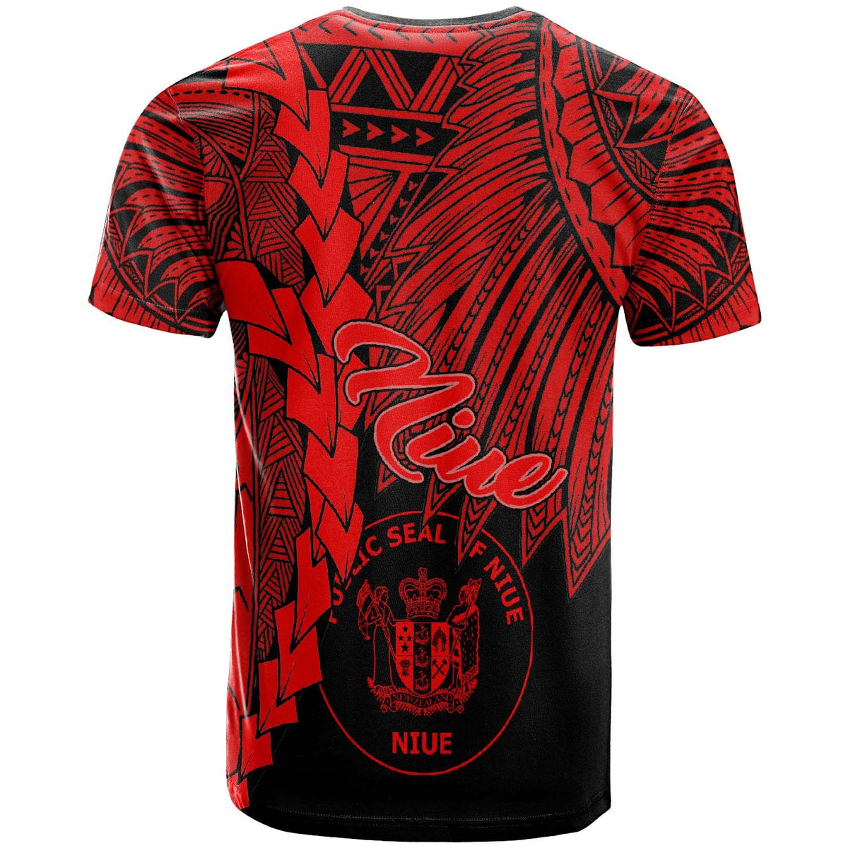 Niue Polynesian Custom T Shirt Tribal Wave Tattoo Red - Polynesian Pride