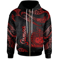 Samoa Polynesian Zip Hoodie Polynesian Tattoo Red Version Unisex Red - Polynesian Pride