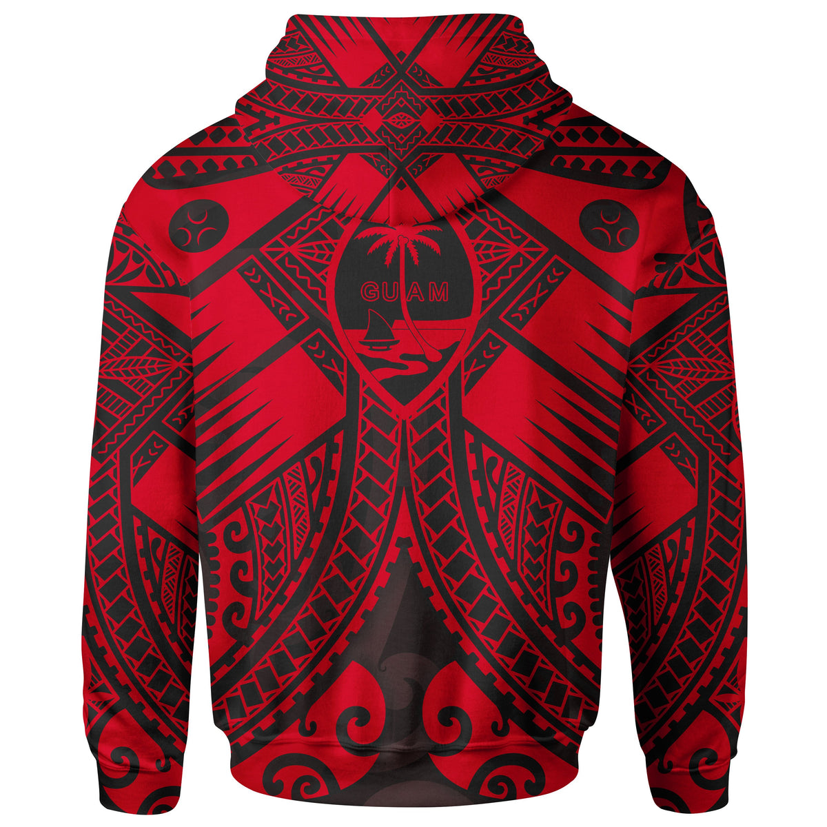 Guam Polynesian Hoodie Red Guam Coat of rms Polynesian Tattoo - Polynesian Pride