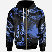 Papua New Guinea Polynesian Zip Hoodie Polynesian Tattoo Blue Version Unisex Blue - Polynesian Pride