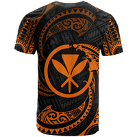 Hawaii Polynesian Custom T Shirt Orange Tribal Wave - Polynesian Pride