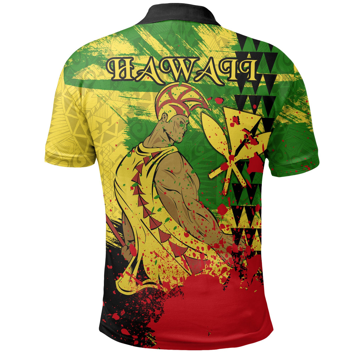 Hawaii Reggae Kanaka Maoli Warrior Spearhead Polo Shirt - Polynesian Pride