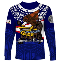 Custom American Samoa Independence Anniversary Pride Long Sleeve Shirt - LT12 Unisex Blue - Polynesian Pride