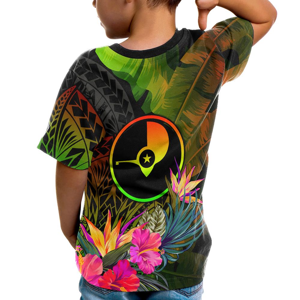 YAP Polynesian Custom T Shirt Hibiscus and Banana Leaves - Polynesian Pride