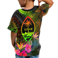 Guam Polynesian Custom T Shirt Hibiscus and Banana Leaves - Polynesian Pride
