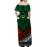 (Custom Personalised) Vanuatu Penama Province Tribal Pattern Women Off Shoulder Long Dress - LT12 - Polynesian Pride