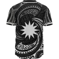 Nauru Polynesian Baseball Shirt - White Tribal Wave - Polynesian Pride