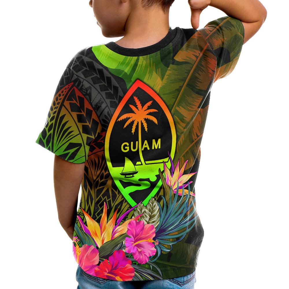 Guam Polynesian T Shirt Hibiscus and Banana Leaves - Polynesian Pride