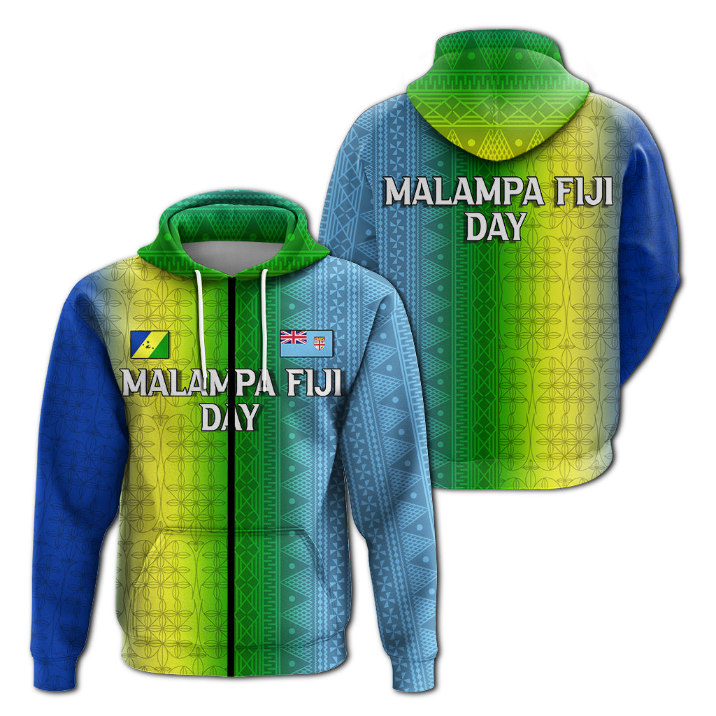 Vanuatu Malampa Fiji Day Zip up Hoodie Flag Version LT12 Unisex Blue - Polynesian Pride