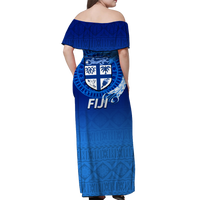 Fiji Tapa Tribal Coconut Tree Off Shoulder Long Dress - LT12 - Polynesian Pride