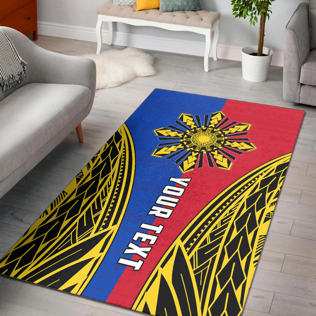 (Custom Personalised) Philippines Area Rug Sun Rayonnant LT13 Red - Polynesian Pride