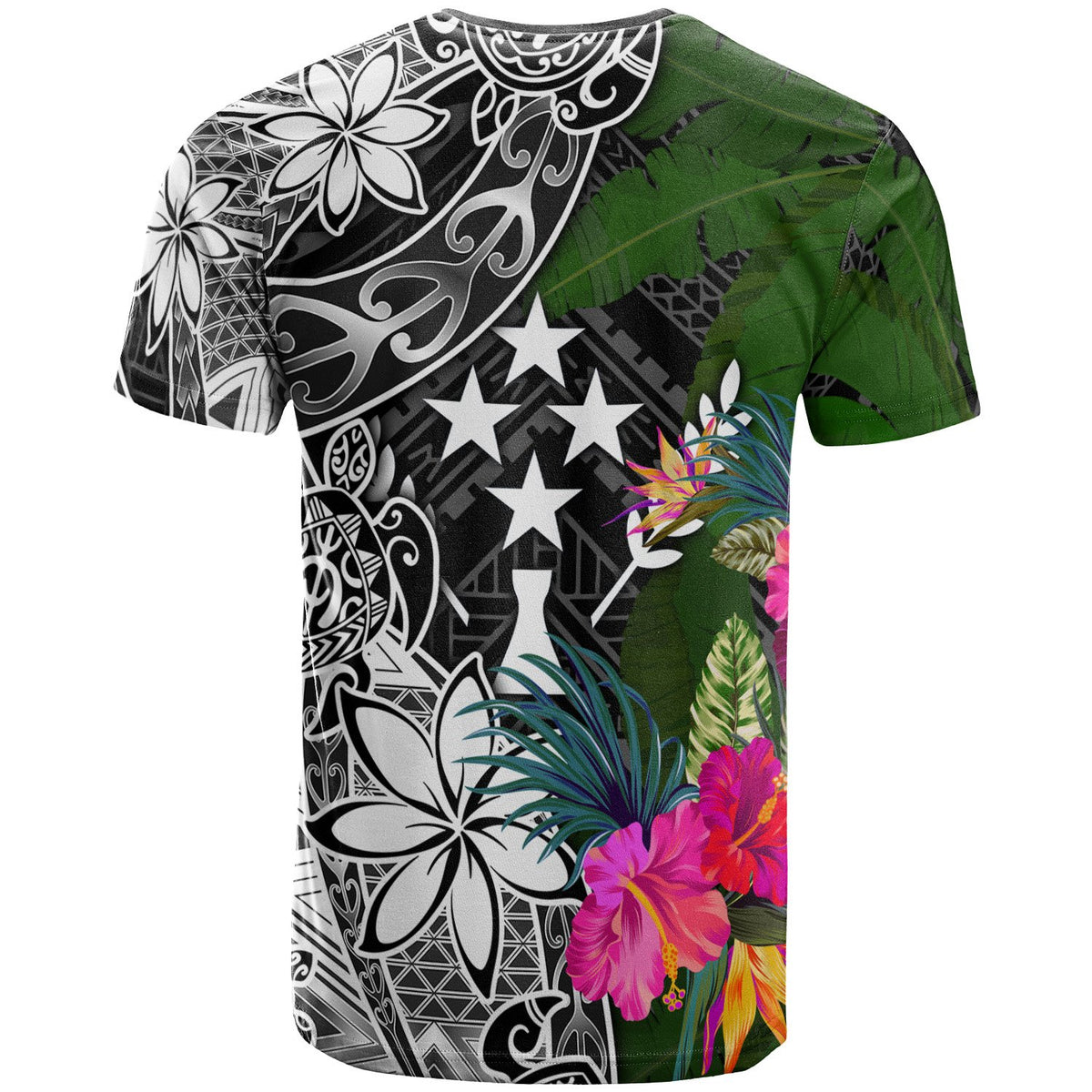 Kosrae Custom T Shirt Turtle Plumeria Banana Leaf - Polynesian Pride