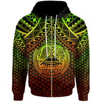 Polynesian American Samoa Custom Zip up Hoodie Reggae Vintage Polynesian Patterns Unisex Reggae - Polynesian Pride