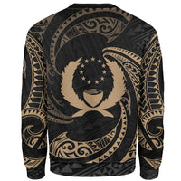 Pohnpei Micronesia Custom Personalised Sweater - Gold Tribal Wave - Polynesian Pride