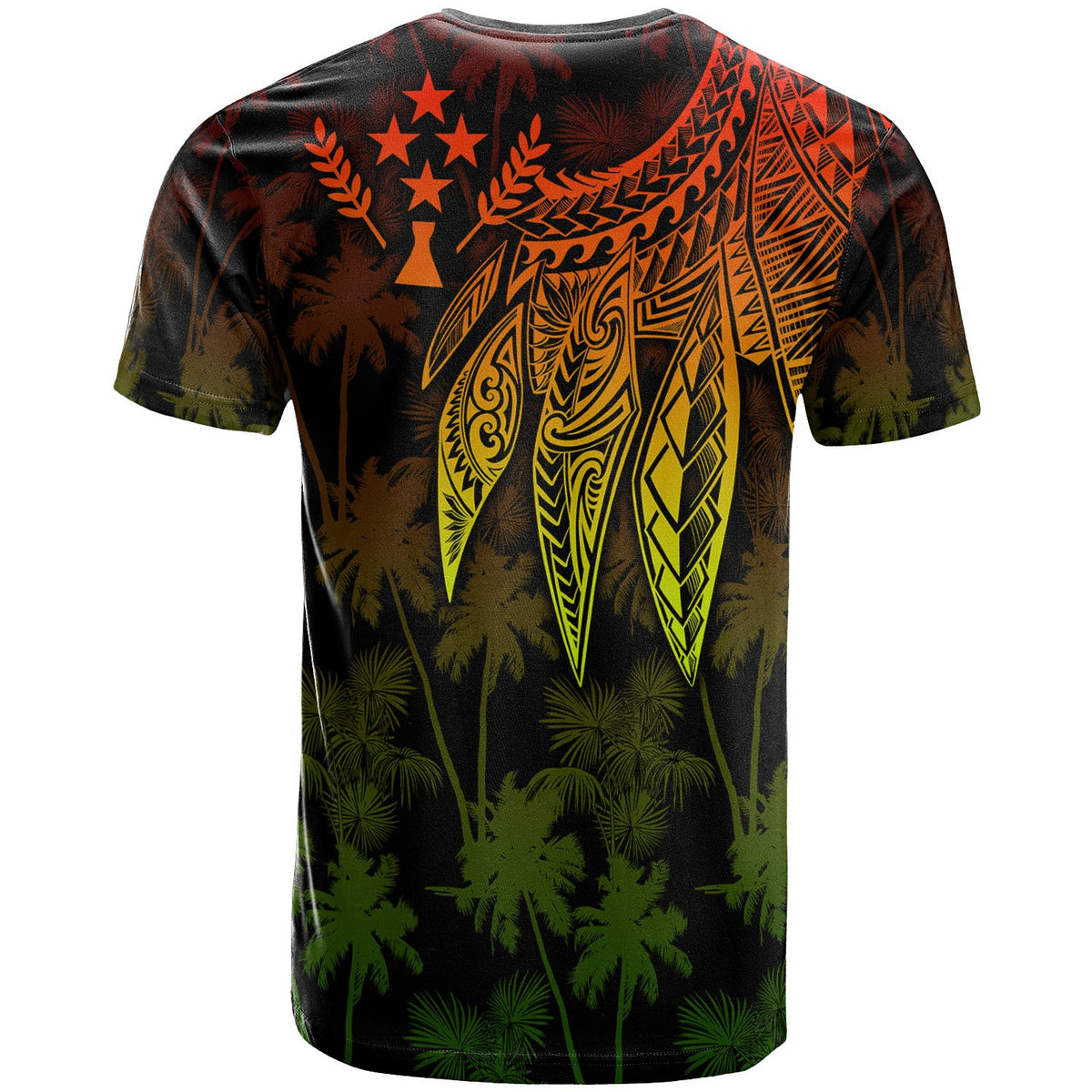 Kosrae Custom T Shirt Polynesian Wings (Reggae) - Polynesian Pride