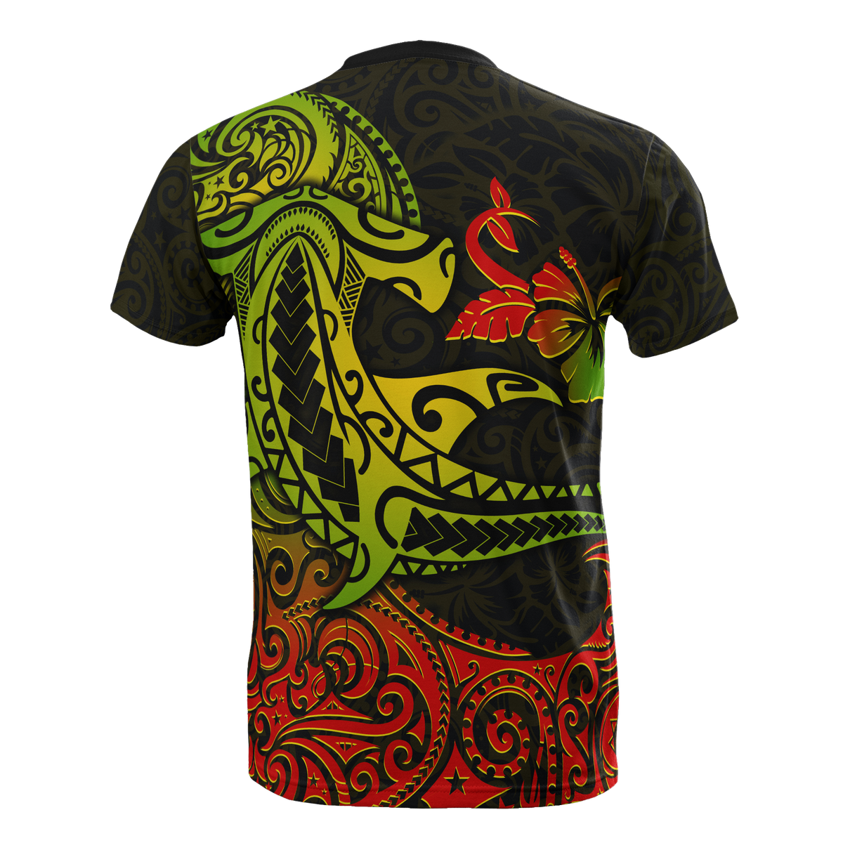 Hawaii T Shirt Polynesian Hibiscus Hammerhead Shark - Polynesian Pride