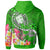 Fiji Zip up Hoodie Turtle Plumeria (Green) - Polynesian Pride