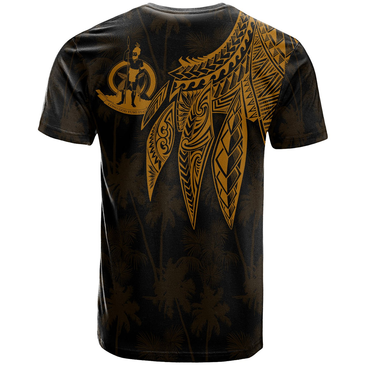 Vanuatu Custom T Shirt Polynesian Wings (Golden) - Polynesian Pride