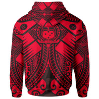 Samoa Polynesian Zip up Hoodie Samoa Red Seal with Polynesian Tattoo - Polynesian Pride