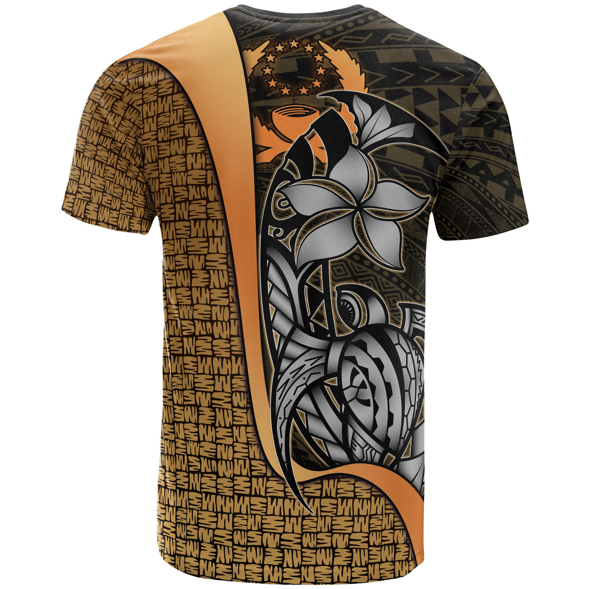 Pohnpei Micronesian T Shirt Gold Turtle with Hook - Polynesian Pride