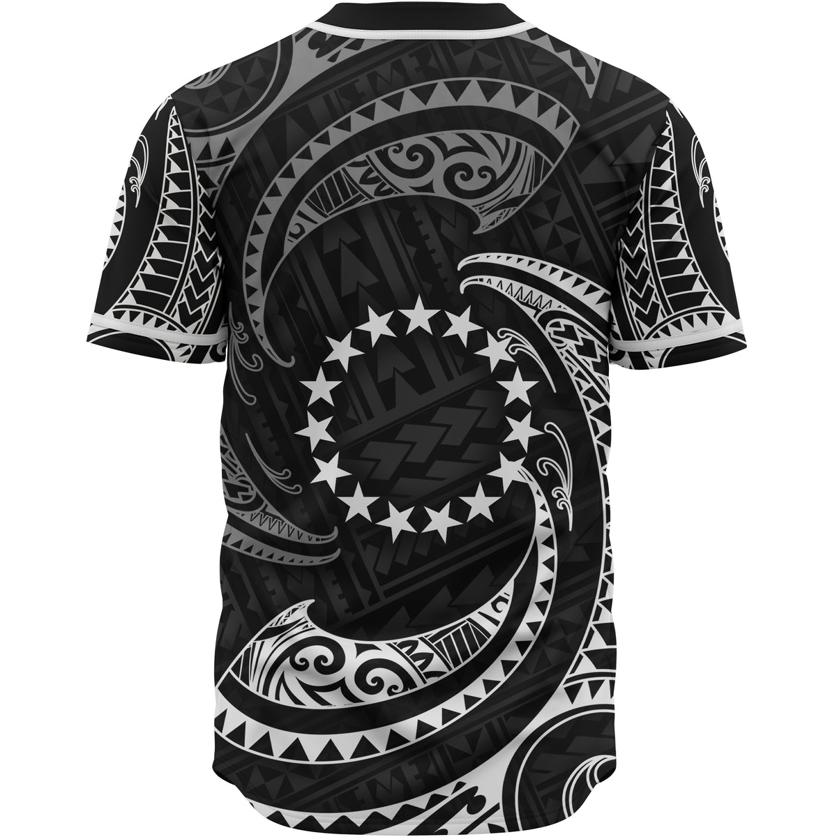 Cook Islands Polynesian Custom Personalised Baseball Shirt - White Tribal Wave - Polynesian Pride