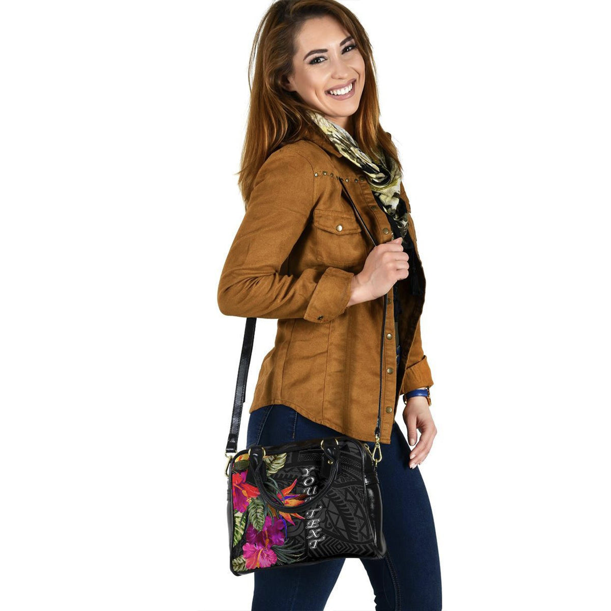 Polynesian Custom Personalised Shoulder Handbag - Hibiscus Pattern - Polynesian Pride