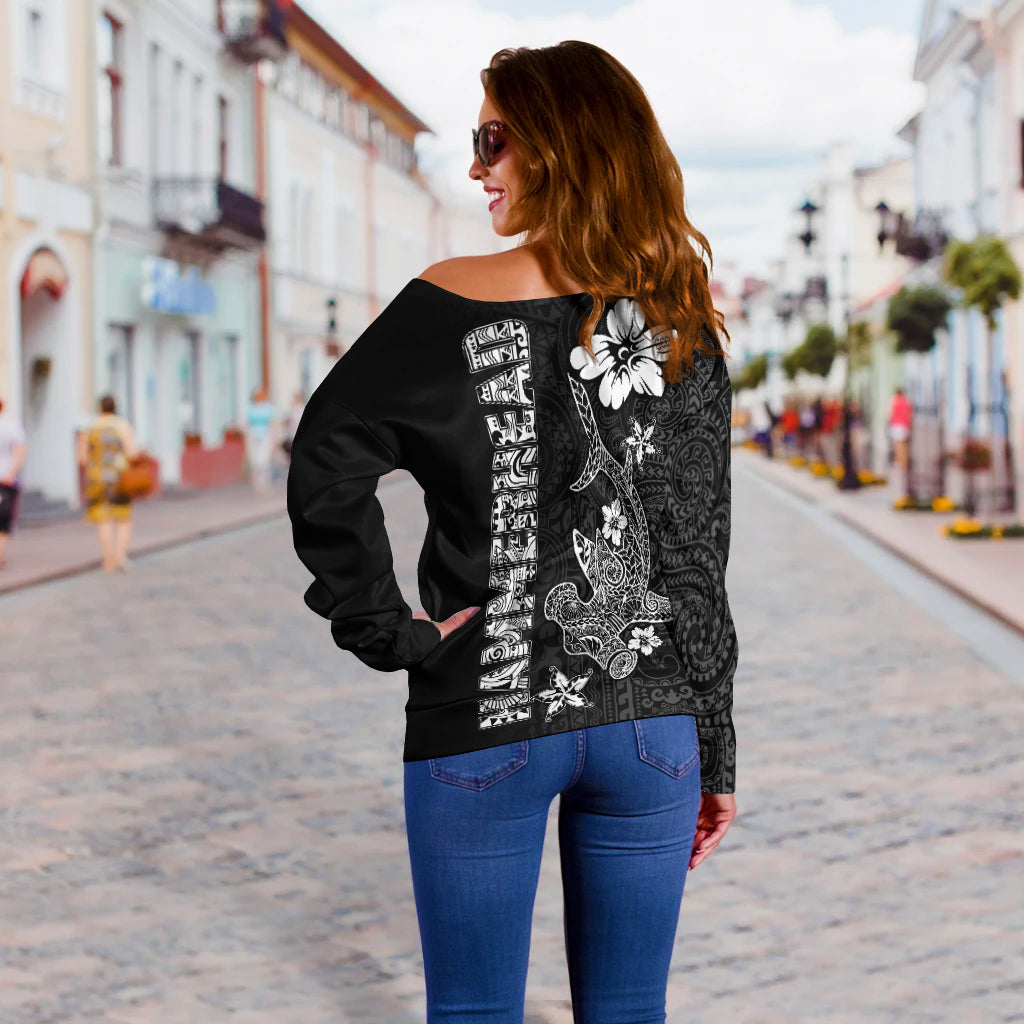 Hawaii Hammerhead Shark Hibiscus Hawaii Pattern Women Off Shoulder Sweater - LT2 - Polynesian Pride