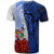 Fiji Polynesian T Shirt Coat of Arm With Hibiscus Blue - Polynesian Pride