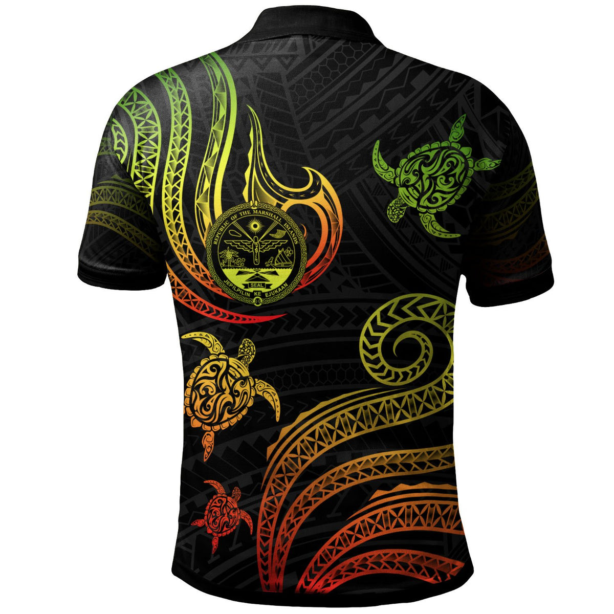 Marshall Islands Custom Polo Shirt Polynesian Turtle With Pattern Reggae - Polynesian Pride
