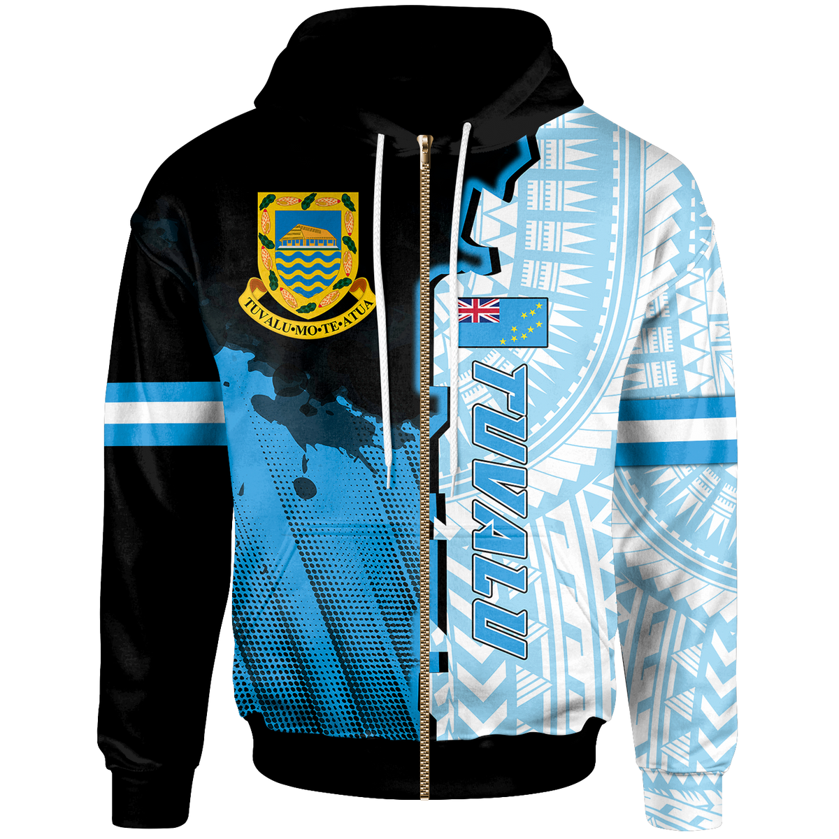 Tuvalu Zip up Hoodie Independence Day Unisex Blue - Polynesian Pride