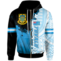 Tuvalu Zip up Hoodie Independence Day Unisex Blue - Polynesian Pride
