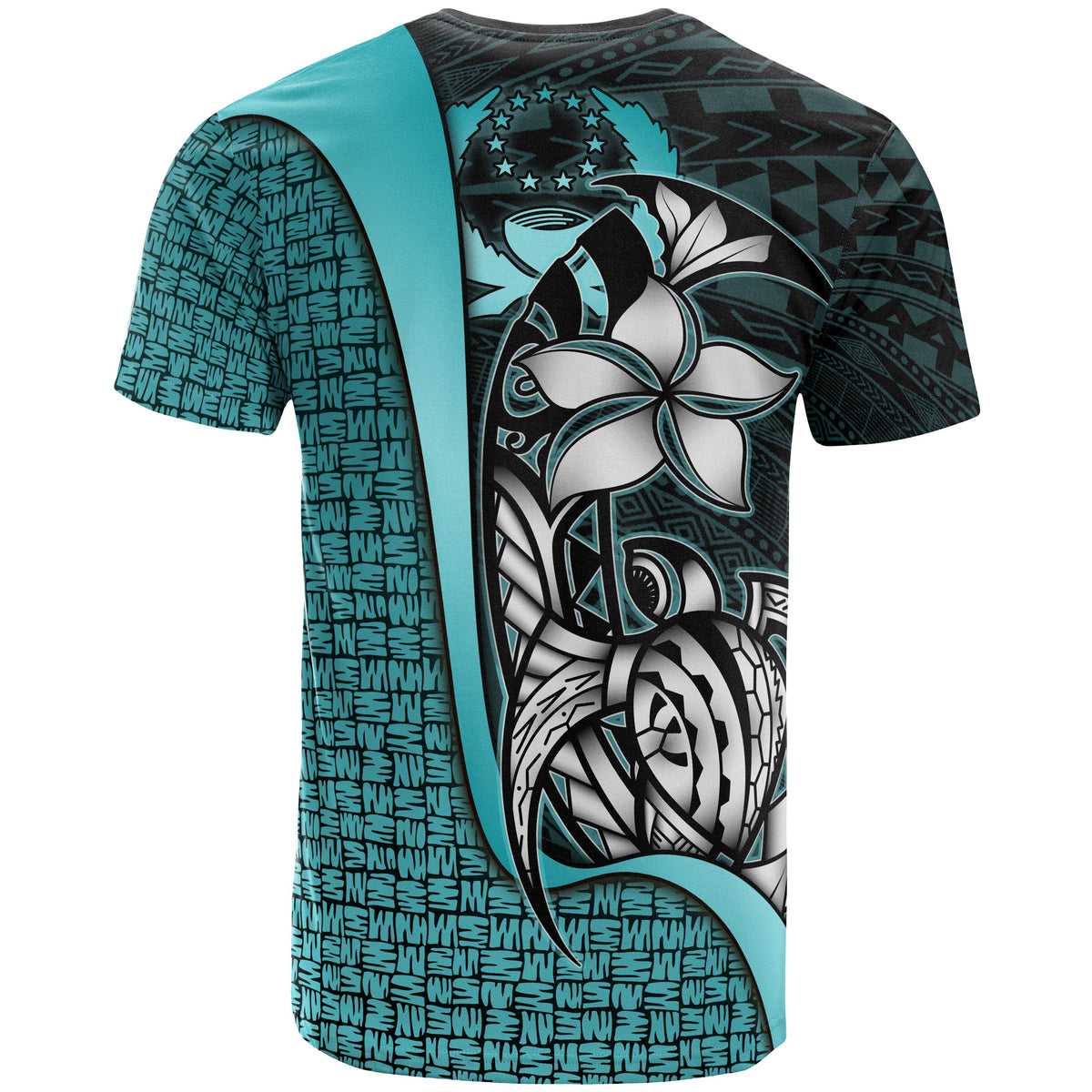 Pohnpei Micronesian Custom T Shirt Turquoise Turtle with Hook - Polynesian Pride