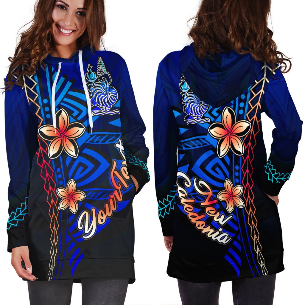 New Caledonia Custom Personalised Hoodie Dress - Vintage Tribal Mountain - Polynesian Pride