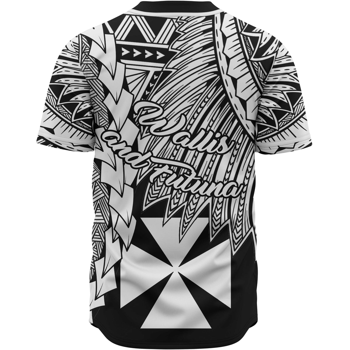 Wallis and Futuna Polynesian Custom Personalised Baseball Shirt - Tribal Wave Tattoo White - Polynesian Pride