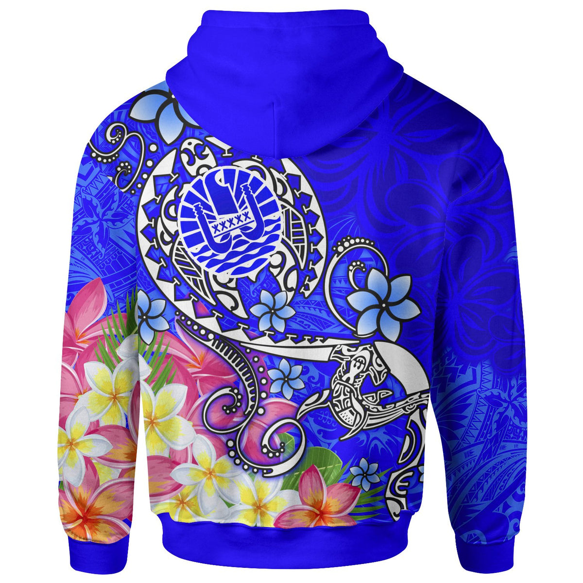 Tahiti Hoodie Turtle Plumeria (Blue) - Polynesian Pride
