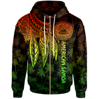 American Samoa Zip up Hoodie Polynesian Wings (Reggae) Unisex Reggae - Polynesian Pride